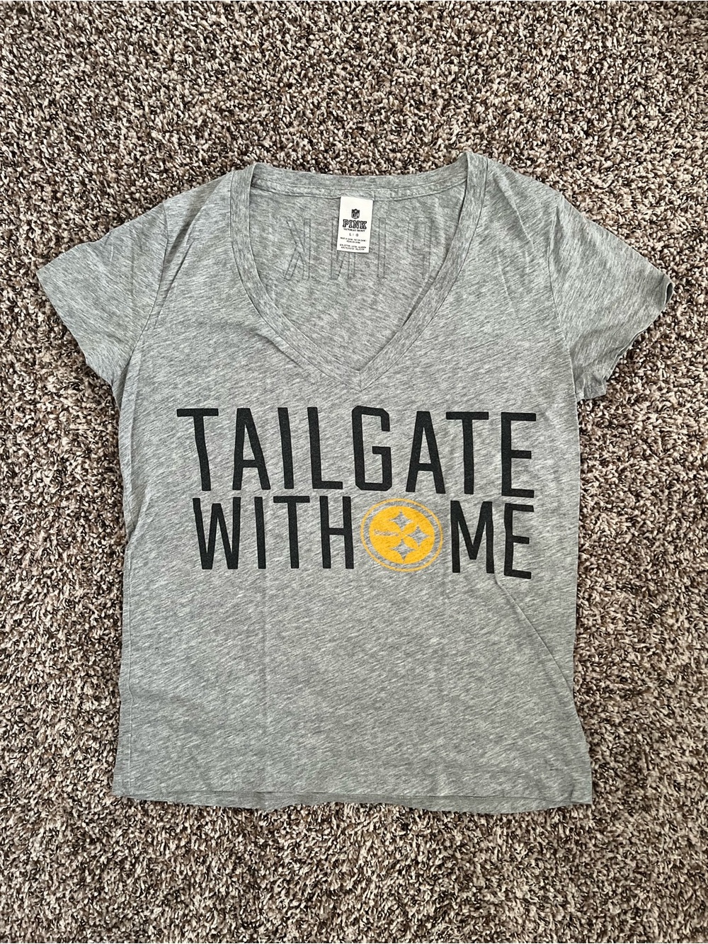 Victoria's Secret PINK Gray Heather Crewneck Tee with NFL Tag